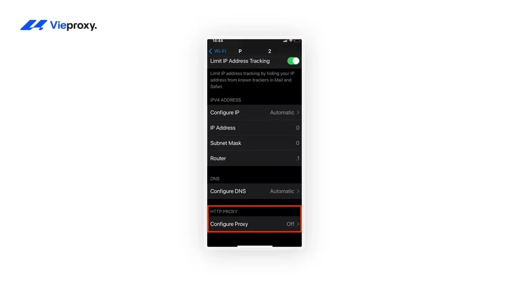 Cuộn xuống dưới và truy cập mục HTTP Proxy để bắt đầu cấu hình