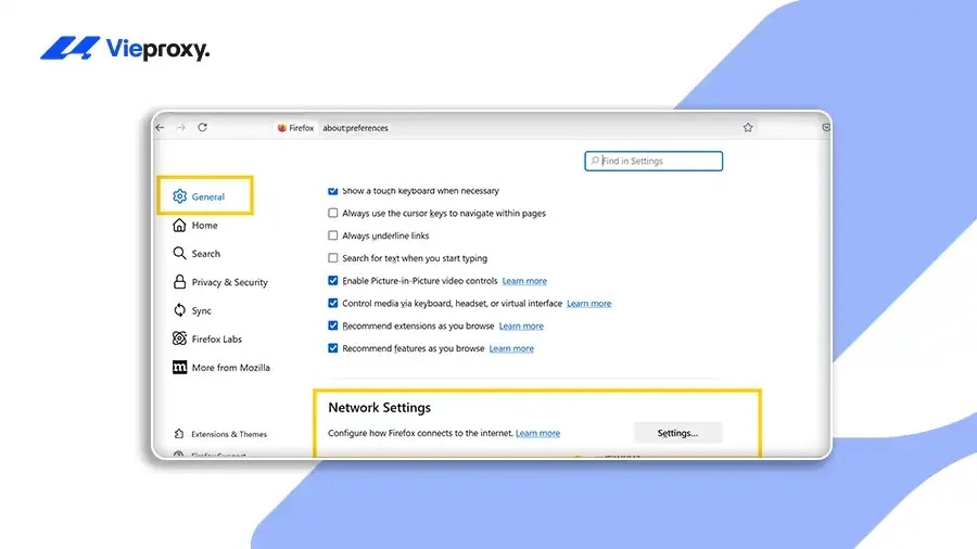 Nhấn nút Settings... bên cạnh mục đó.