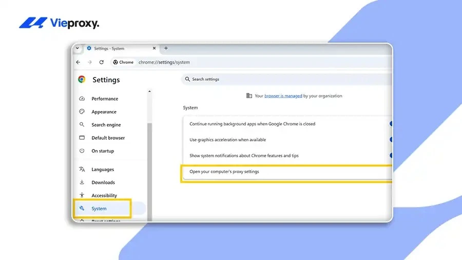 Bước 4: Nhấn nút "Open your computer's proxy settings"