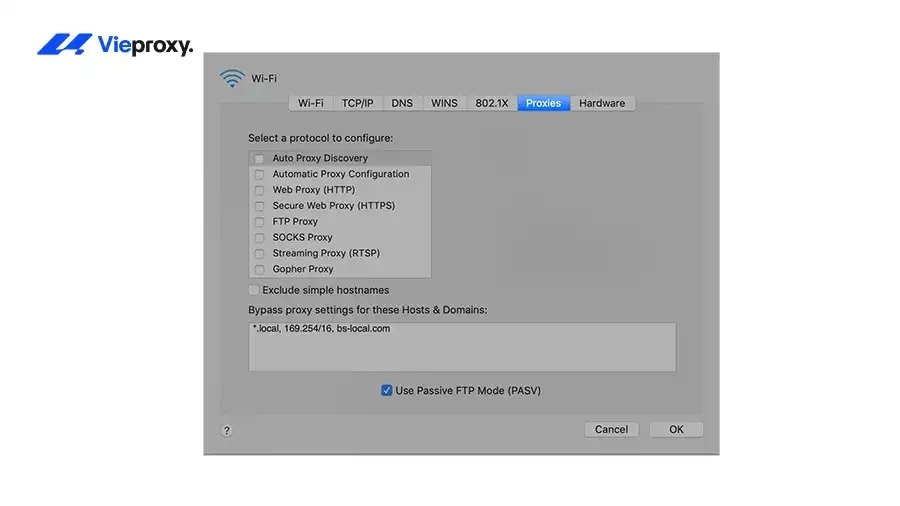 Bước 4: Nhấn Advanced → chuyển sang tab Proxies