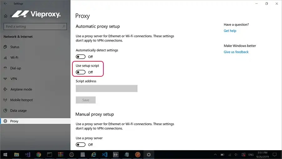 Manual proxy setup