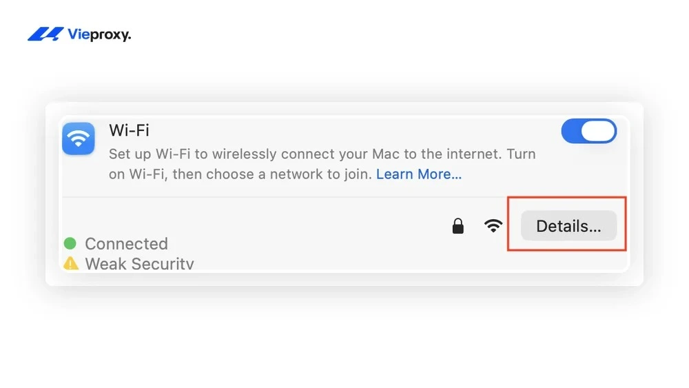 Bước 3: Chọn kết nối đang dùng (Wi-Fi hoặc Ethernet)