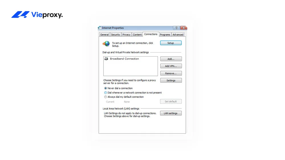 Bước 4: Tích vào ô "Use a proxy server for your LAN" → nhấn Advanced