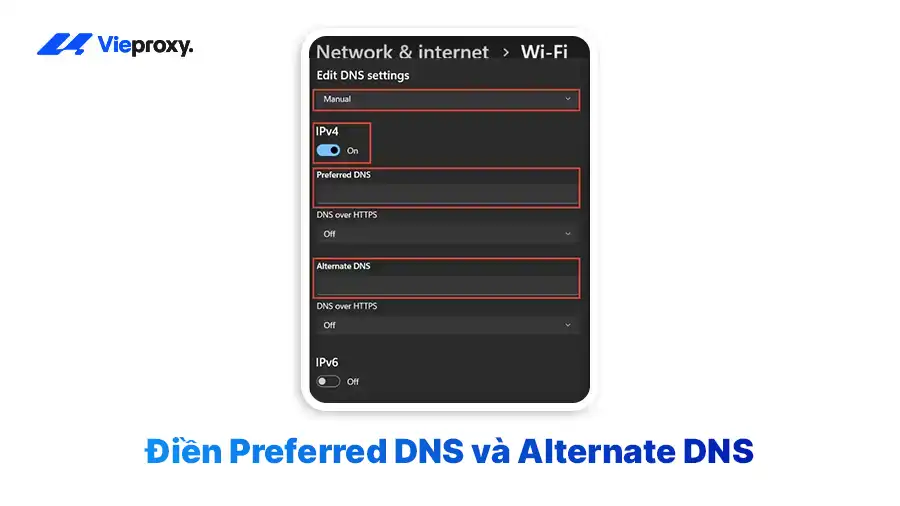 Điền Preferred DNS và Alternate DNS
