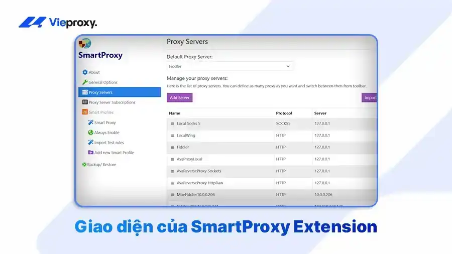 Giao diện của SmartProxy Extension