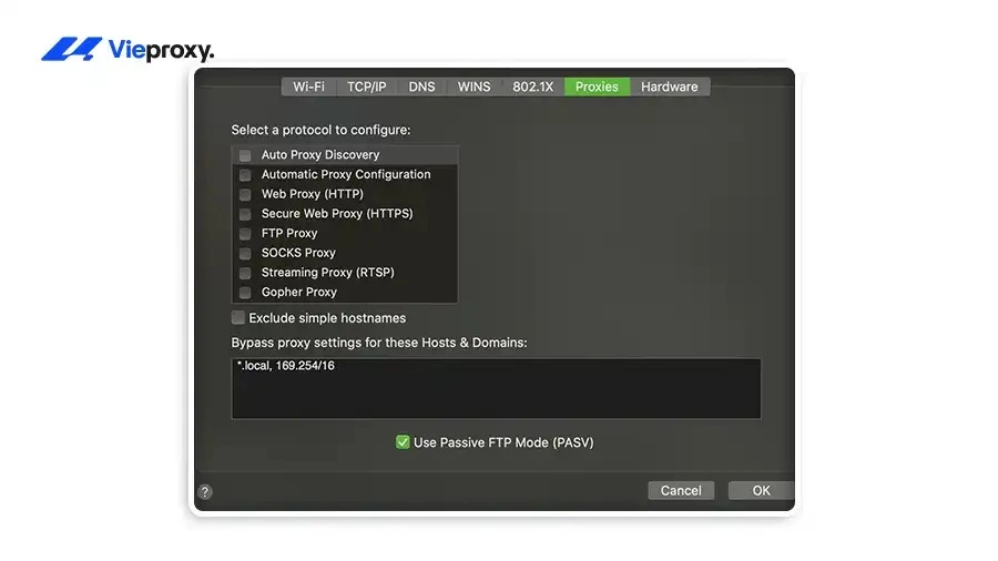 Kiểm tra cấu hình proxy trên macOS