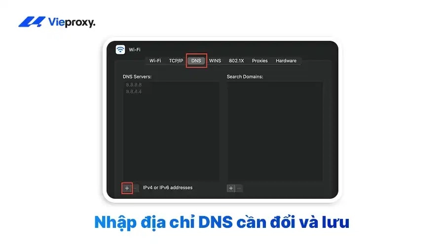 Nhập địa chỉ DNS cần đổi và lưu