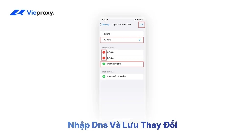 Nhập DNS và Lưu thay đổi