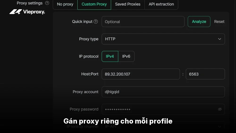 Gán proxy riêng cho mỗi profile
