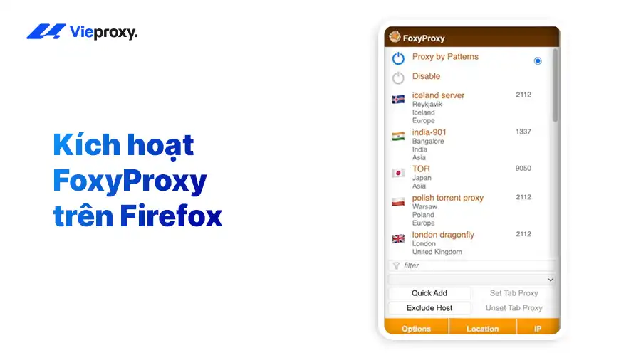 Kích hoạt FoxyProxy trên Firefox